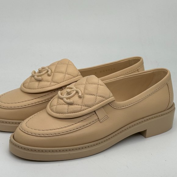 CHANEL 24C Leather Quilted Tab Turn Lock Turnlock CC Loafer Moccasin Flat Shoes - Picture 6 of 12